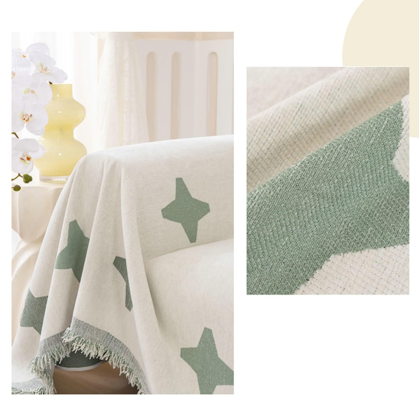 Protege Canape 2 Places Relax, Couvre Canape Grande Taille Vert étoiles Imprimées Chenille 180x260cm