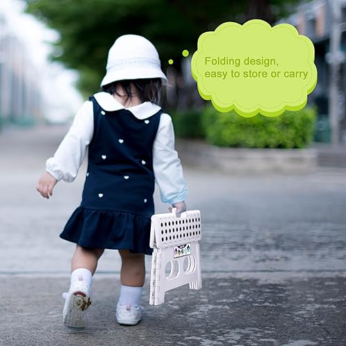 Miniatura 187 de Delxo Taburete plegable de 9 pulgadas, taburetes negros plegables para niños, taburete plegable portátil con asa, taburete plegable para cocina