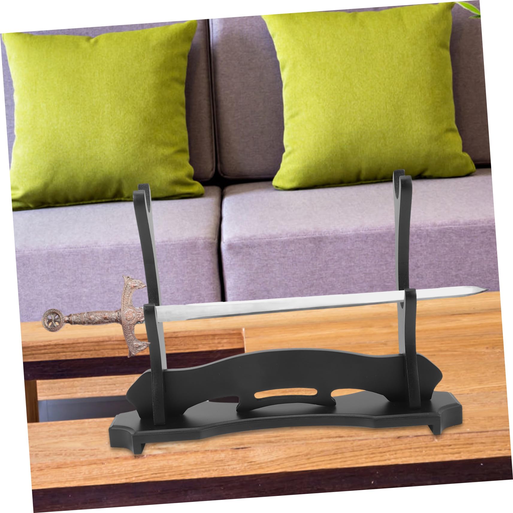 iplusmile Soporte Portacuchillas De Madera De Dos Niveles, Accesorio Hogar, Soporte Estable Para Espadas y Flautas, Base Resistente Para Exhibición, Adecuado Para Sala De Estar y Estudio