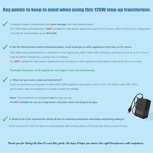 Miniatura 4 de 120 vatios, convertidor de voltaje de 110 V a 220 V, convertidor de voltaje de 110 a 220, transformador de paso ascendente de 110 V a 220 V,
