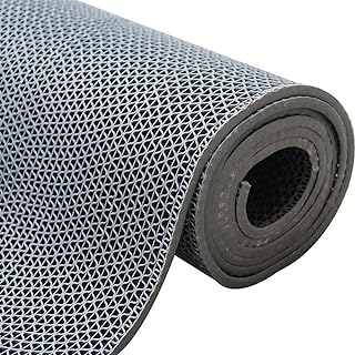 tonchean Non-Slip Drainage Floor Mat 3x10Ft Commercial PVC Mesh Hollow Mats Pool Bath Shower Wet Area Floor Mat 0.22'' Thick Versatile Heavy Duty Rugs for Kitchen Washroom Restaurant Bars Garage-Grey