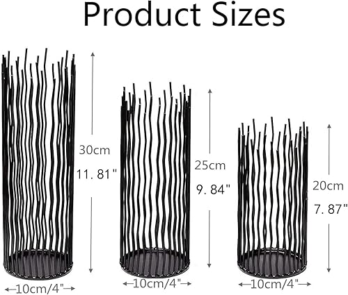Miniatura 6 de Juego de portavelas de alambre de metal negro, diseño geométrico hueco creativo para centro de mesa, chimenea, chimenea, chimenea, chimenea,