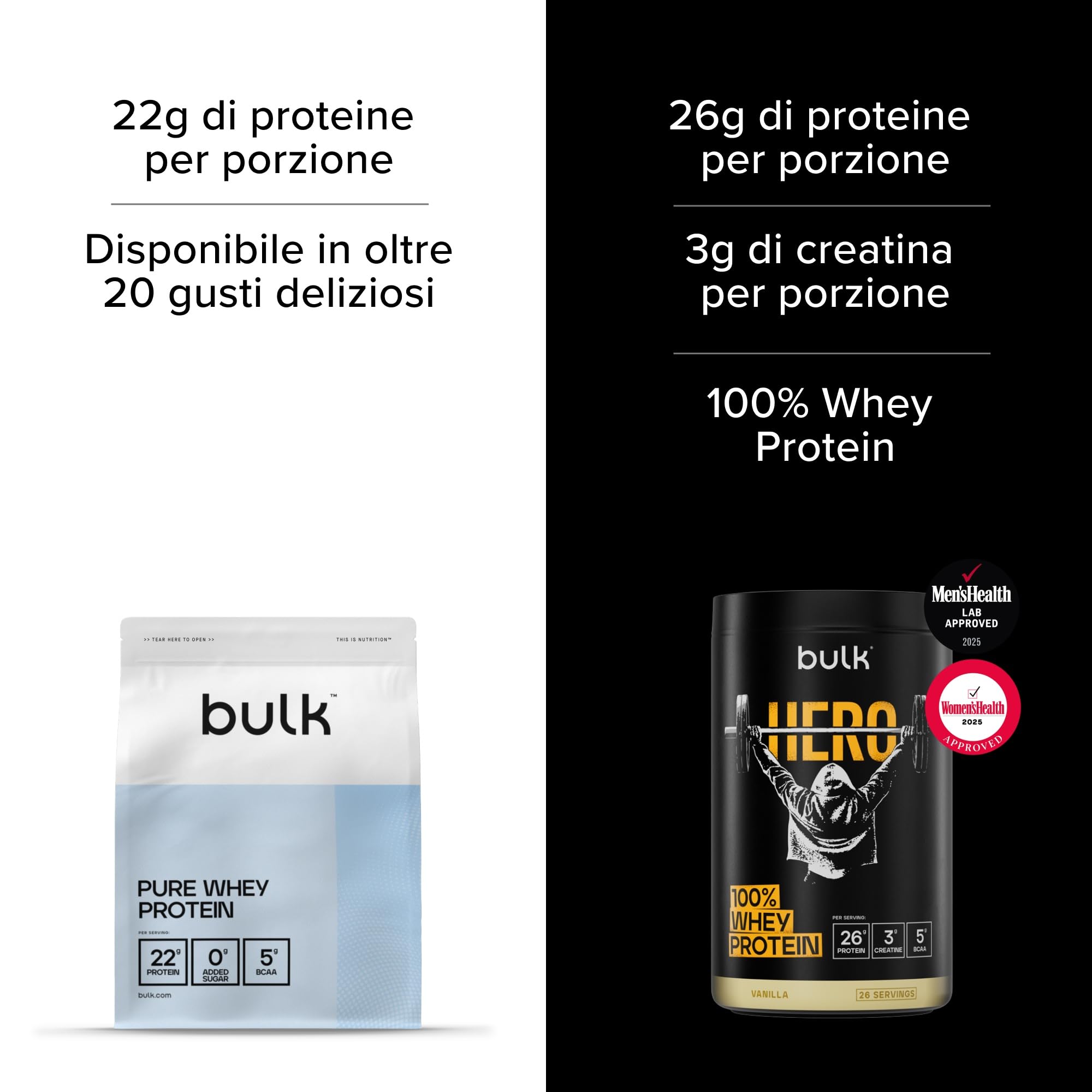 Bulk Hero Whey Protein Powder | Vanilla | 13 Servings | 26g Protein + 3g Creatine | 5g BCAAs | Low Sugar | Fast Absorption | Isolate, Hydrolysed & Concentrate Blend