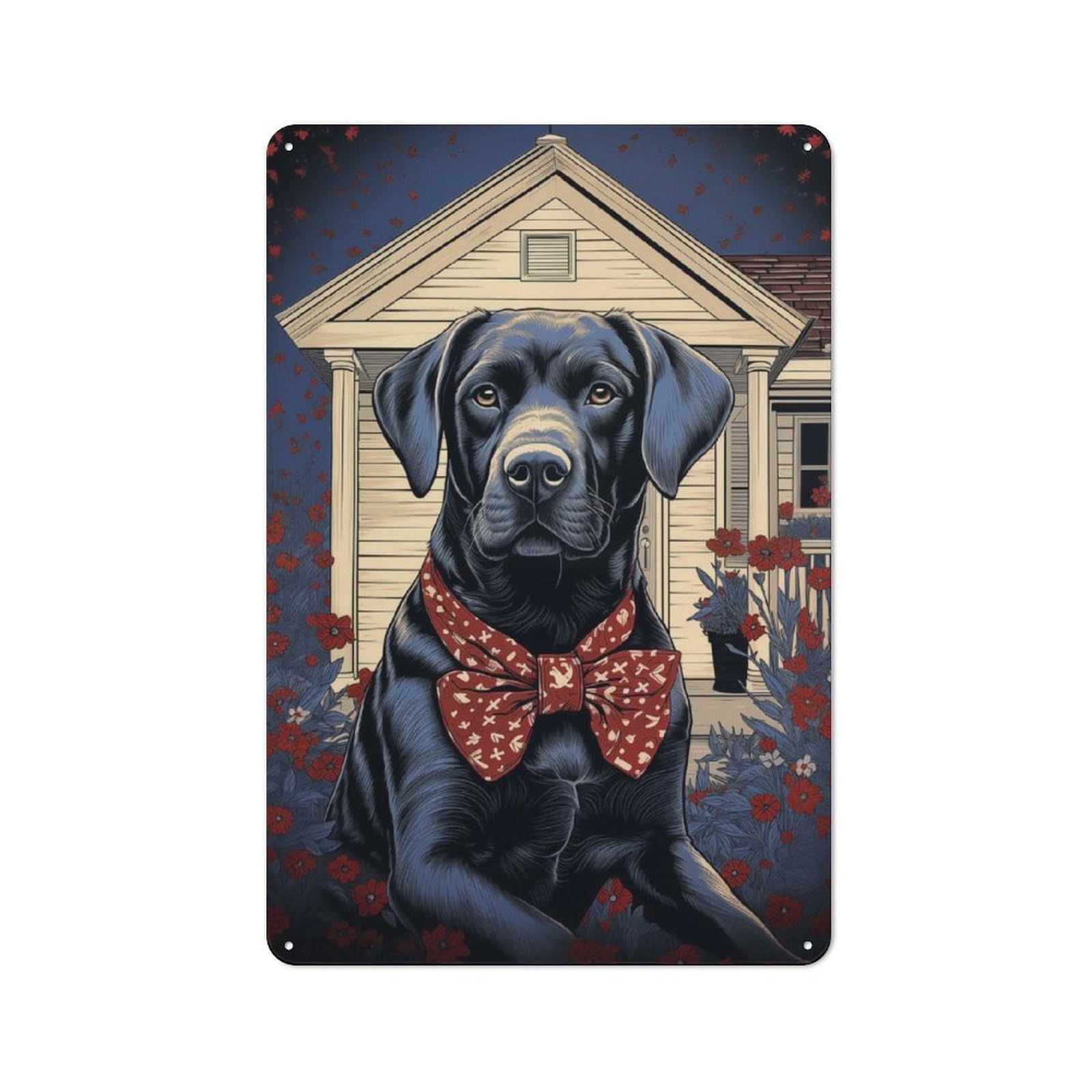 Junmoney Black Labrador Metal Sign 30X20cm With For Pub Or Café, Retro Decor, Suited To Café Interior Fans