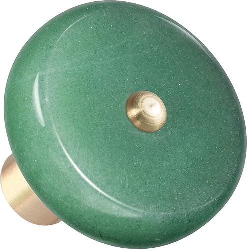 Miniatura 5 de Rockcloud Paquete de 4 pomos redondos de piedra de cristal para cajones, aventurina verde, reiki, curativo, armario, armario, puerta, con tornillos,