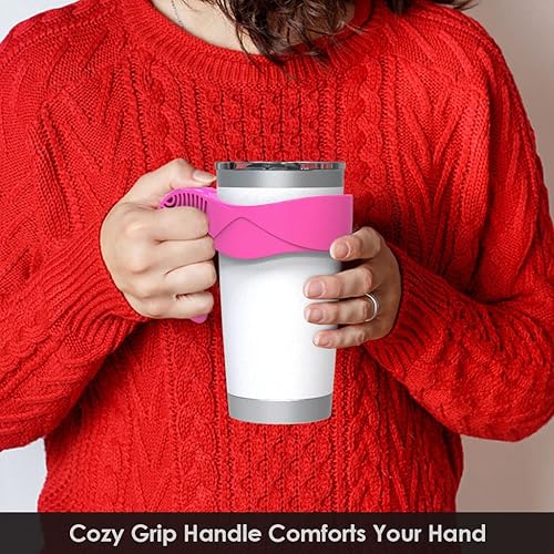 Miniatura 4 de El mango del vaso se adapta a vasos Yeti de 20 onzas, OZARK TRAIL, Rambler (solo asa, taza no incluida) (rojo rosa)