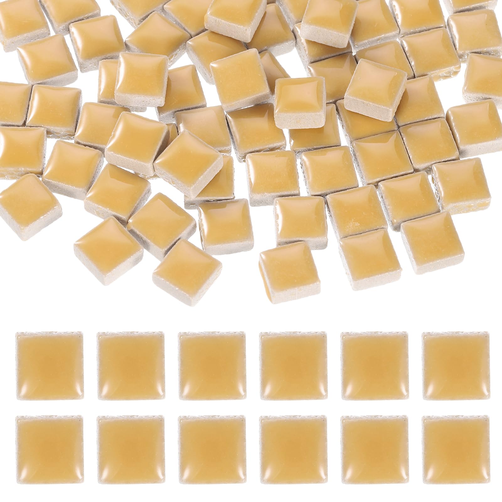 sourcing map 9mm Square Mosaic Tiles 300g Ceramic Mosaic Pieces Khaki