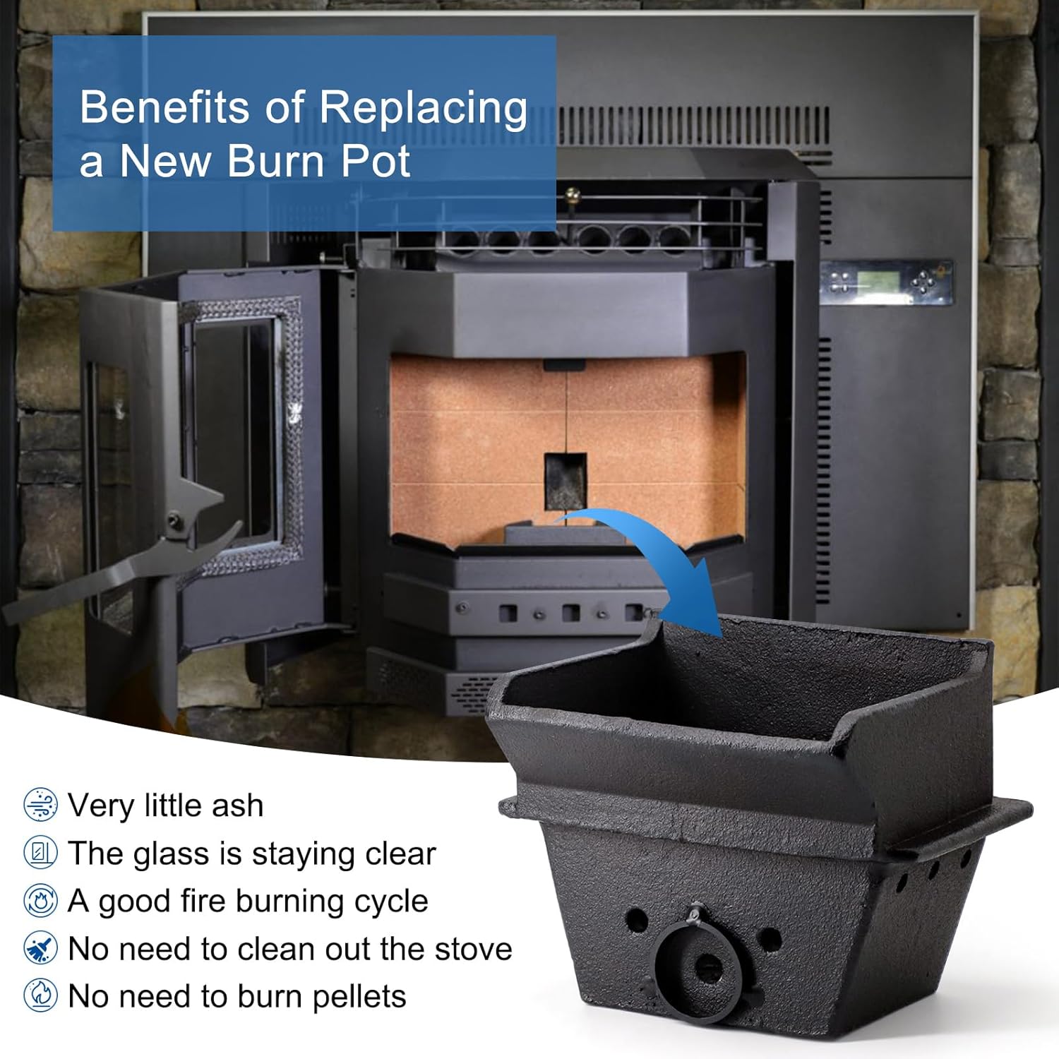 Criditpid HP50S-33 Cast Iron Pan Replacement for ComfortBilt hp41, HP50, HP50GC, HP55 Pellet Stoves.