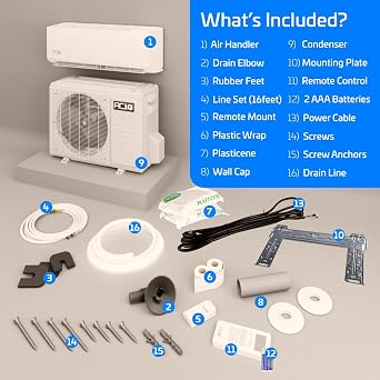 ACiQ Essentials 12000 BTU 230V 20 SEER2 Ductless Mini Split AC/Heating System with WiFi | R32 Pre-Charged 1 Ton Air Conditioner Heat Pump and White Wall Mount Unit | 16ft Install Kit for 600 Sq Ft