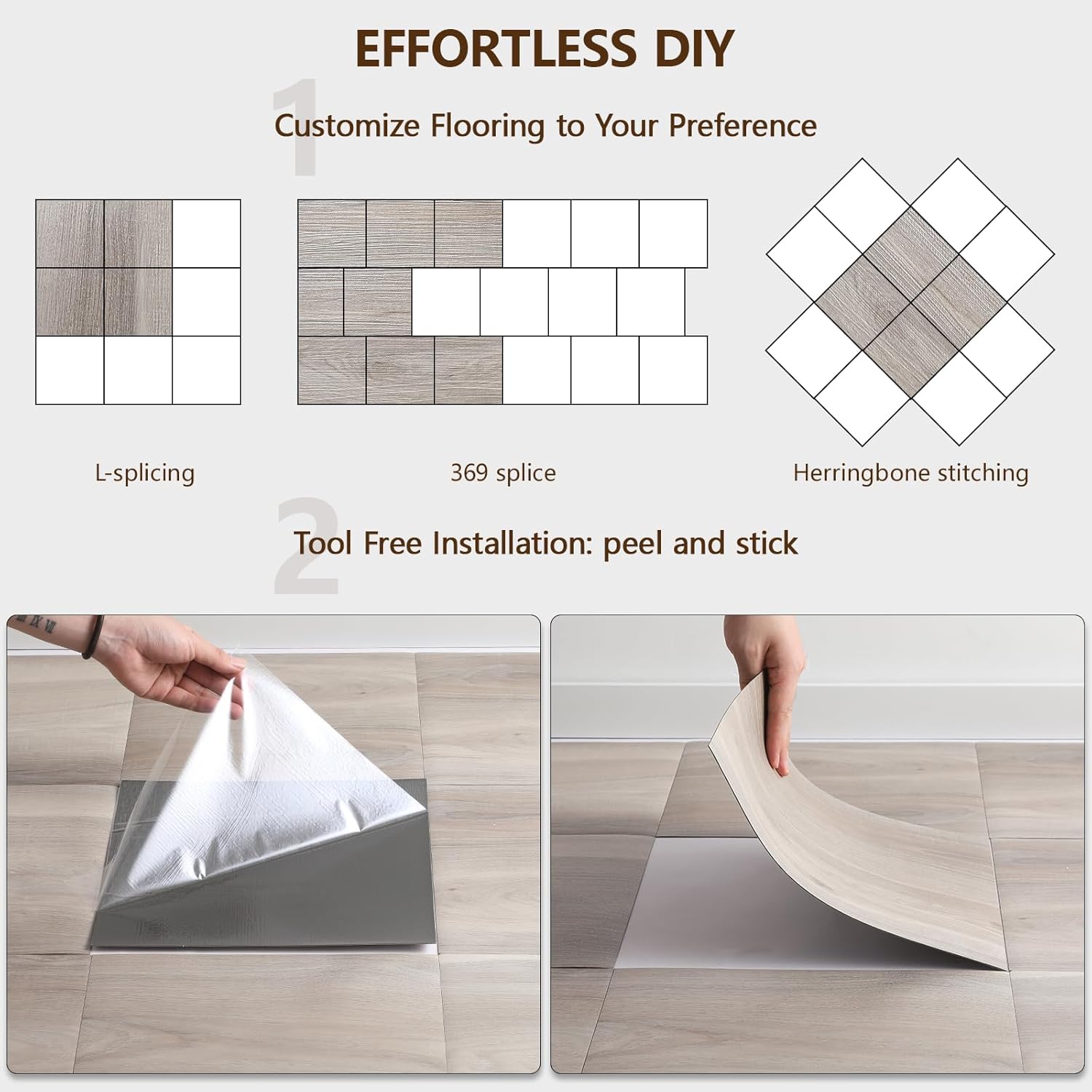 Peel and Stick Floor Tile, 30-Pack 12 x 12 inch Vinyl Flooring, Real Wood Look Self-Adhesive Luxury Vinyl Tiles, Easy DIY for Kitchen, Bedroom and Living Room, Cover 30 Sq. Ft, Davos Pecan