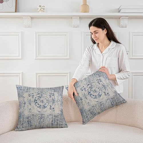 Miniatura 3 de Juego de 2 fundas de almohada con patrón de alfombra vintage para niños, estilo retro, de 18 x 18 pulgadas, juego de 2 fundas de almohada