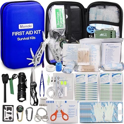 First Aid Kit Survival Kit, 241Pcs Upgraded Outdoor Emergency Survival Kit Gear - Safety First Aid Kit for Home Office Car Boat Camping Hiking