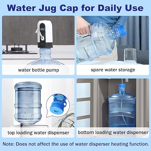 Miniatura 5 de DysanVica 6 unidades tapa para jarra de agua de 3 y 5 galones, tapa reutilizable de silicona de grado alimenticio de 2.165 in para tapas