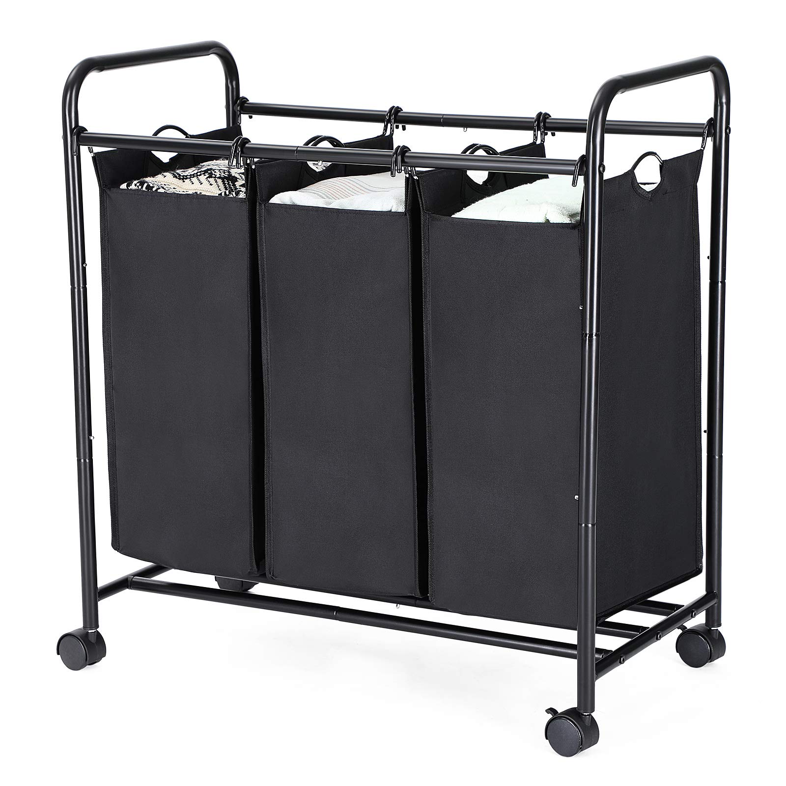 SONGMICS Rolling Laundry Sorter, Laundry Basket with 3 Removable Bags