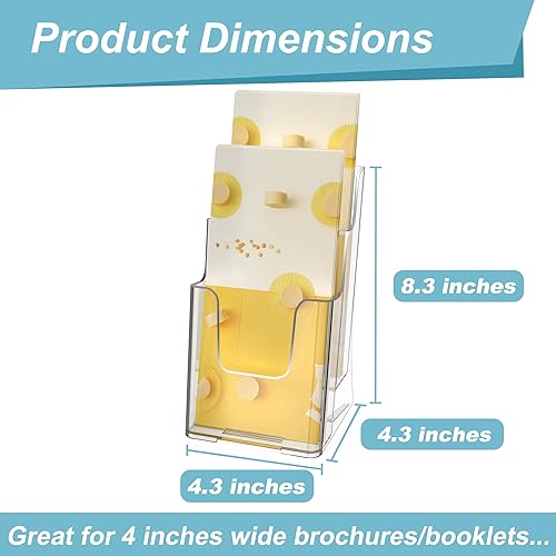 Miniatura 5 de MaxGear Soporte para folletos de 2 niveles de 4 x 9 pulgadas, 2 paquetes de soporte de exhibición para folletos, soporte de acrílico para folletos,