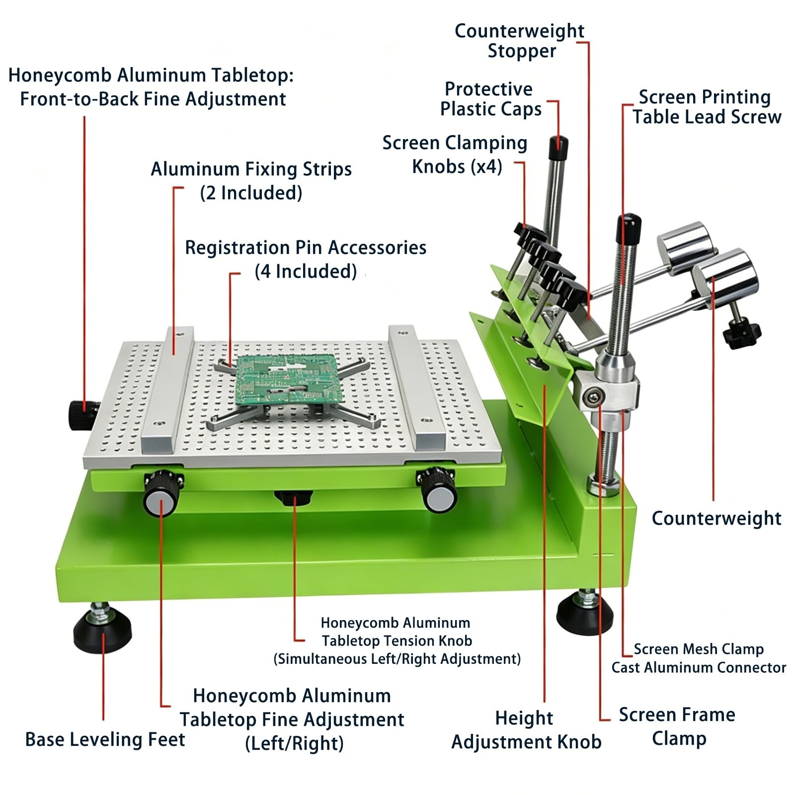 Impresora manual de pasta de soldadura de PCB, impresora de plantillas ajustable al calor de alta precisión para montaje SMT, producción electrónica industrial
