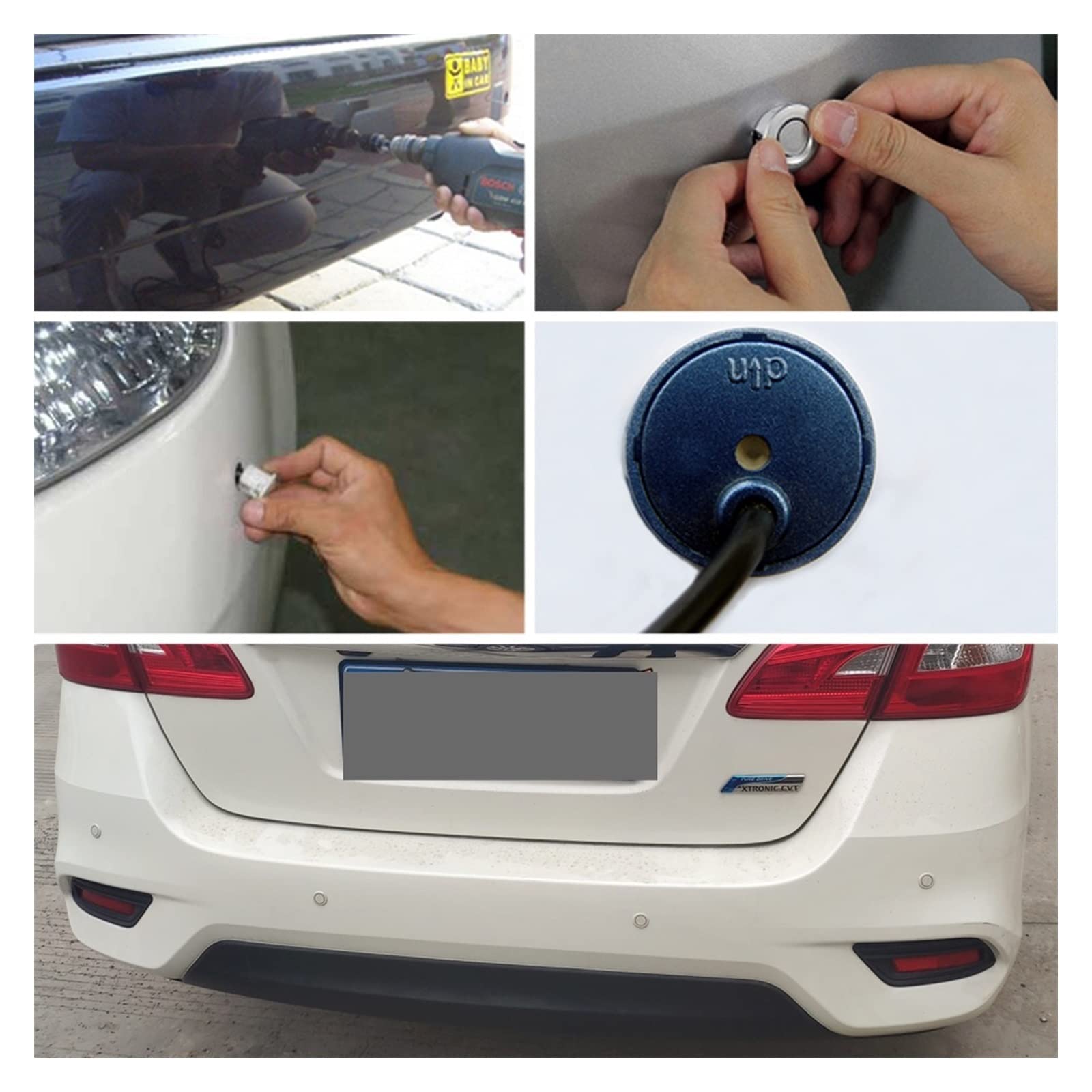 Dashcam, 8 Sensore di parcheggio Auto Automobile Retromarcia Radar backup Elettronica Rilevatore automatico posteriore Kit assistenza cicalino(Noir)