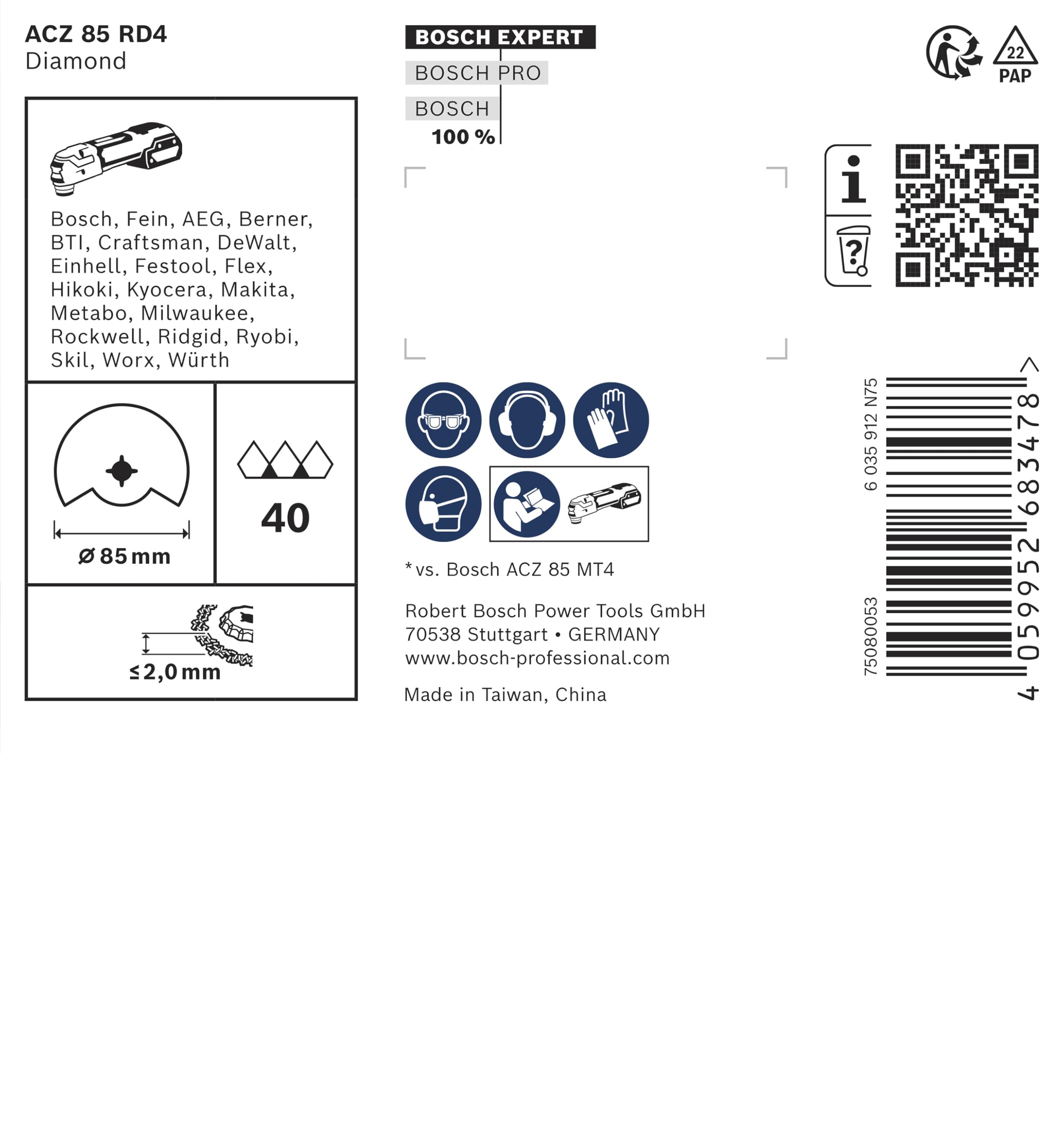 Diamond segment RBE- 10ER ACZ 85 RD4