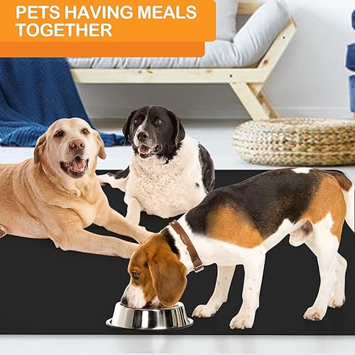 Miniatura 8 de KVK Tapete de agua para perros de 39.4 x 29.5 pulgadas, extra grande, tapete de silicona para cuencos para perros, impermeable, antideslizante,