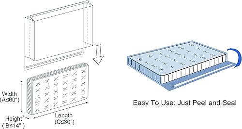 Miniatura 2 de Bolsa de colchón sellable extra gruesa de 4 mil con tira adhesiva para mudanza y almacenamiento, resistente, se adapta a tamaño individual,
