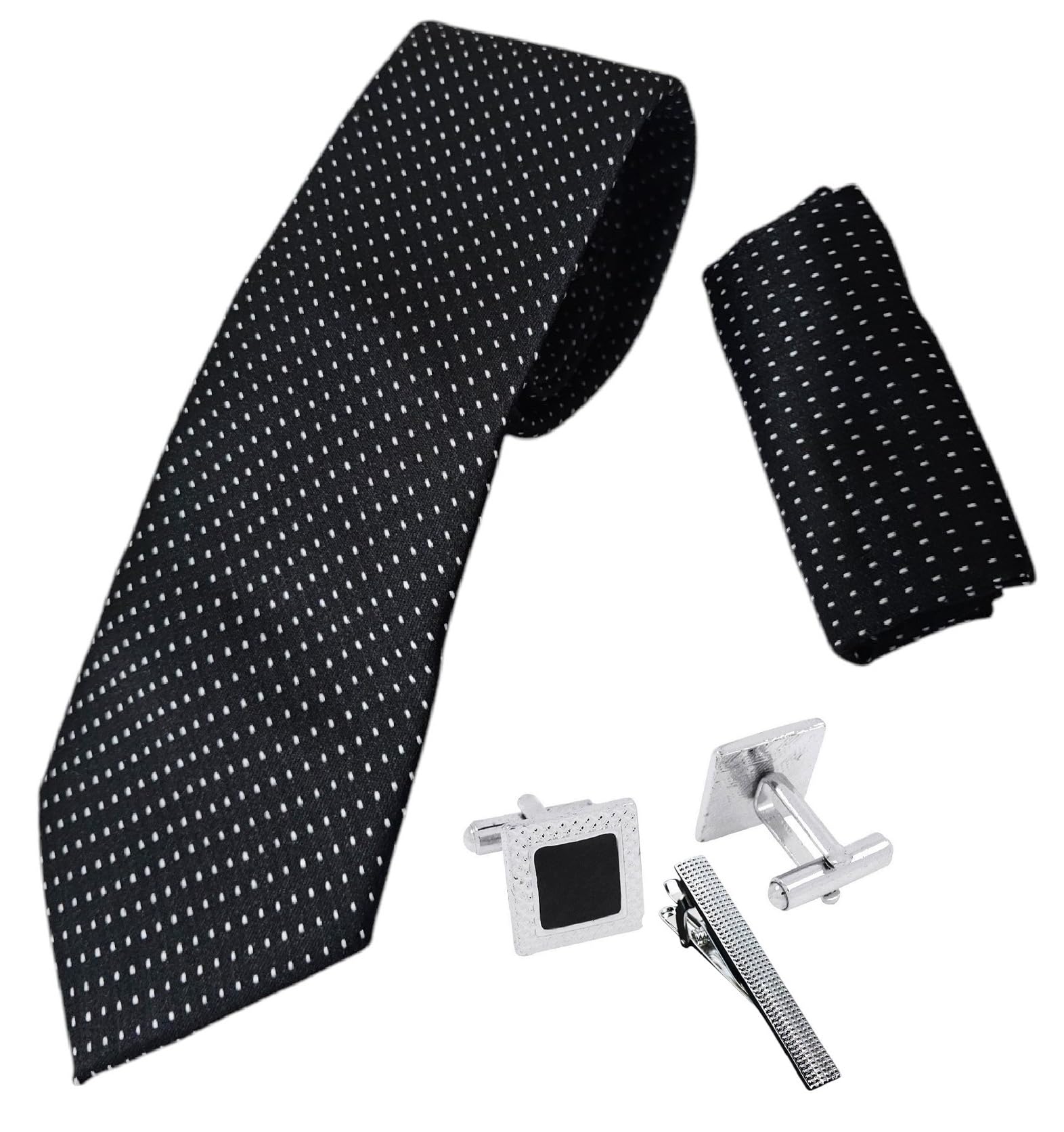 fashmade “where fashion is made” FashMade Premium Italian Silk Tie, Pocket Square with Square Brass Cufflinks & Silver Honeycomb Tie Pin Combo in Leather Gift Box for Men – Formal & Wedding Set tp-13-picture-31