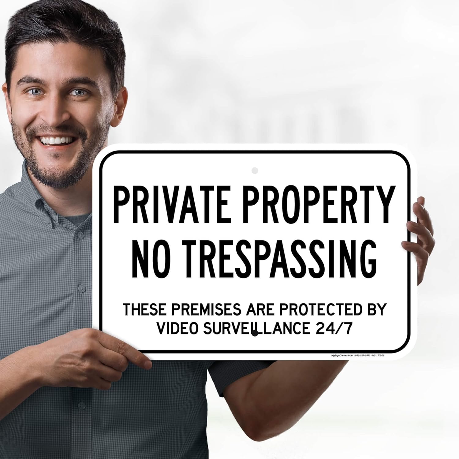 Private Property No Trespassing These Premises Are Protected By Video Surveillance 24/7 Sign, 12x18 Inches, Rust Free .063 Aluminum, Fade Resistant, Made in USA by My Sign Center