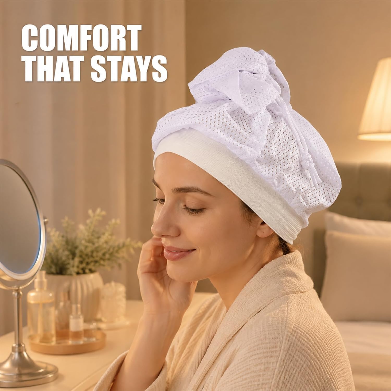 Net Plopping Bonnet Cap, Breathable Mesh Hair Bonnet