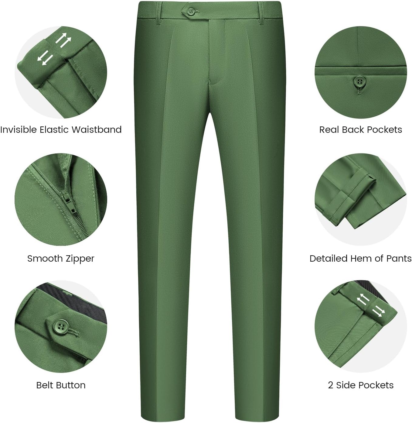 WULFUL Men’s Slim Fit Suit One Button 3-Piece Blazer Dress Business Wedding... - Picture 33 of 257