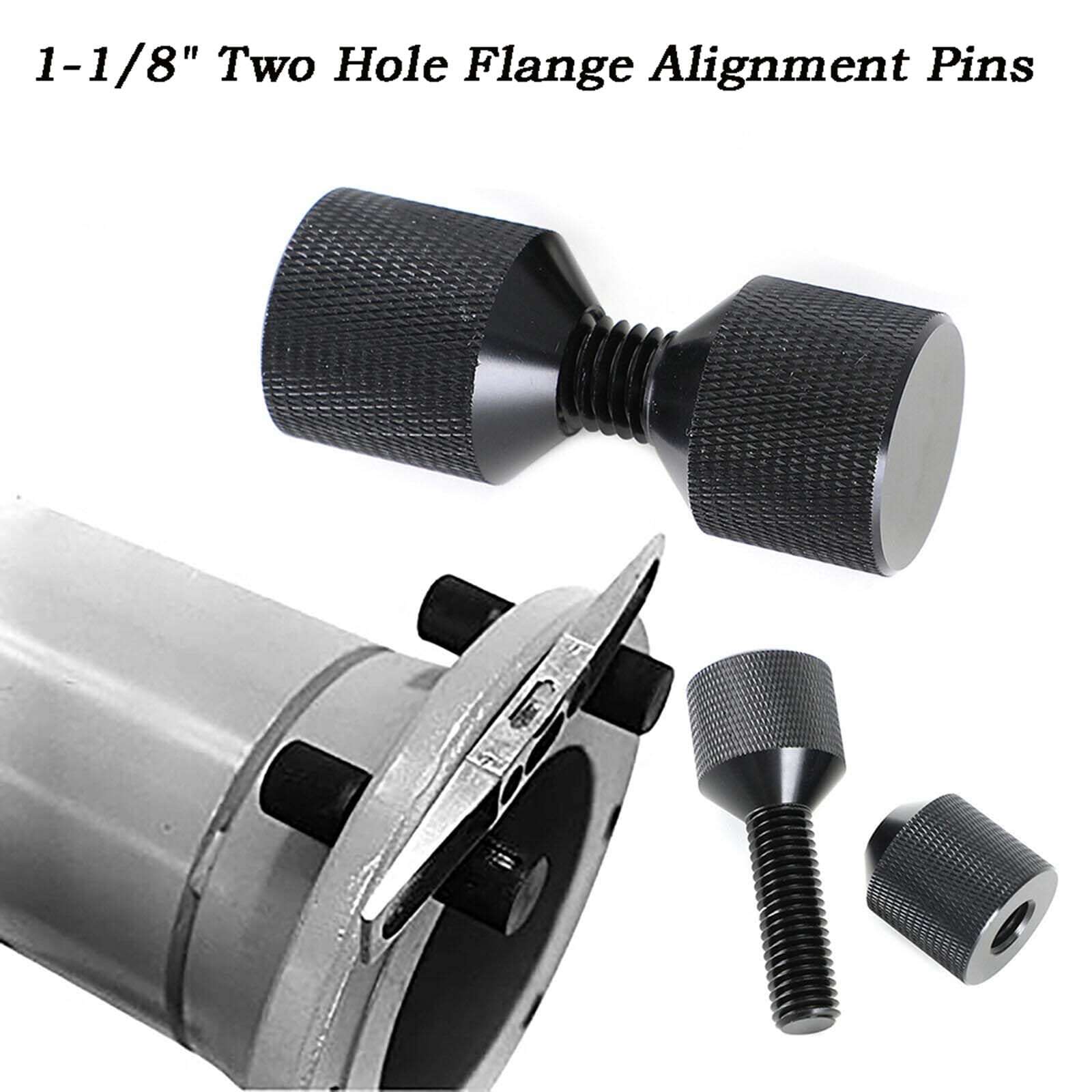 SagaSave Pasadores de dos agujeros de 1-1/8 pulgadas, práctica construcción ligera de aluminio 6061, pin de alineación de brida de 2 agujeros con acabado de óxido negro anodizado negro