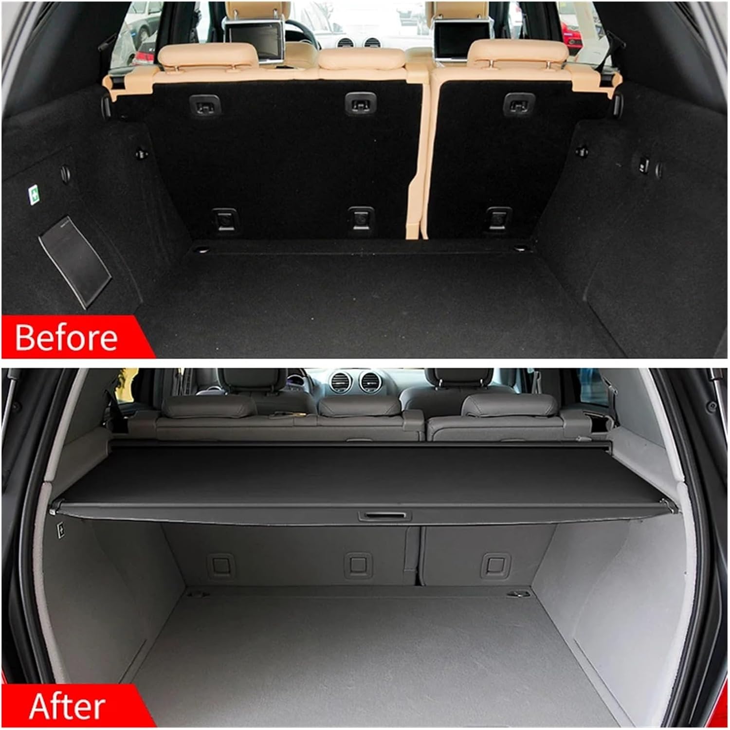 Compatible with Benz ML W164 2006-2011 Retractable Trunk Cargo Cover Parcel Rack Waterproof Rear Anti-Peeping Shade Auto Accessories(Leather) image 4