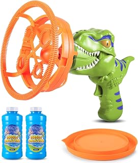 Bubble-in-Bubble Dino Bubble Gun for Kids Ages 3-9 Green