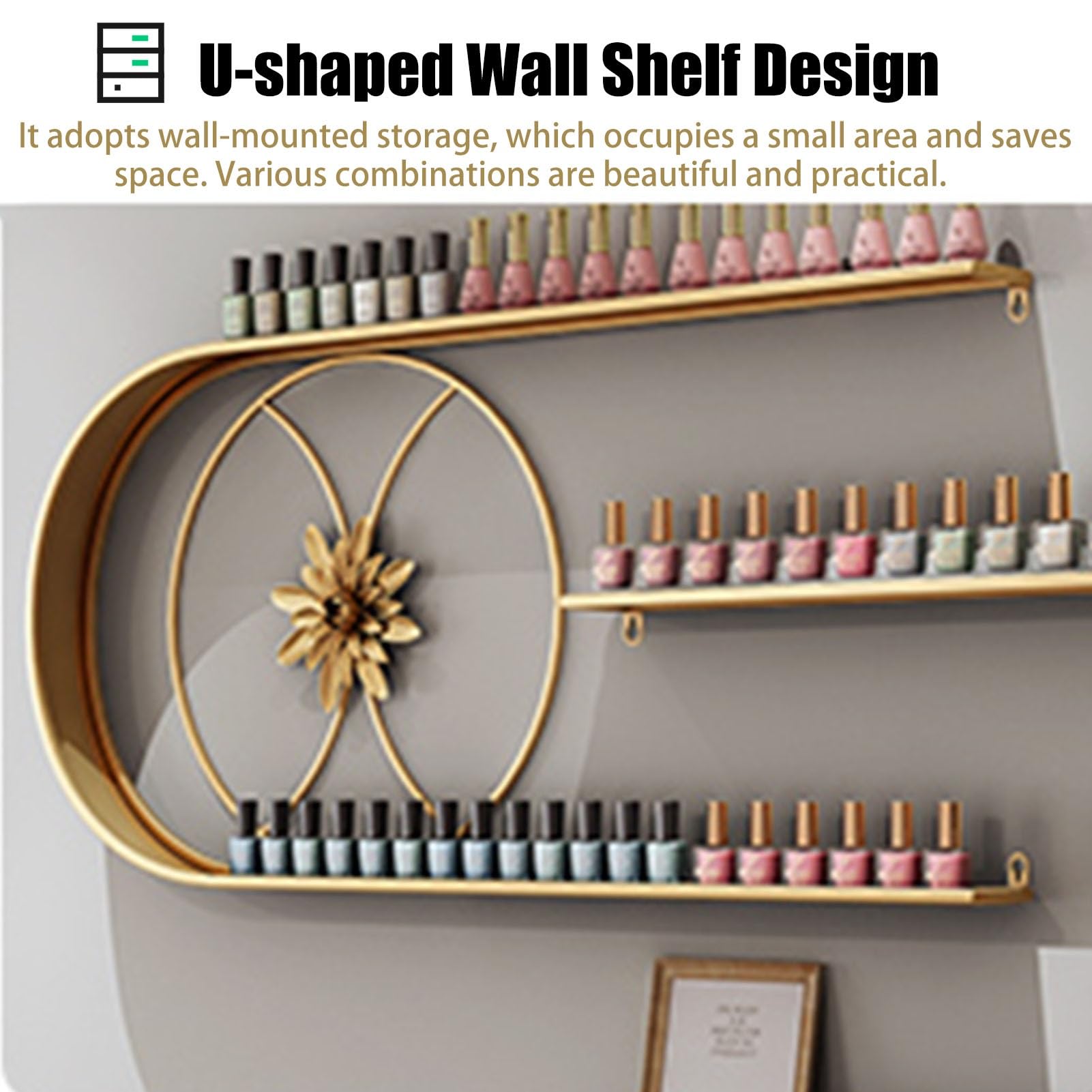 Porta Smalto da Parete: Supporto Multifunzionale per Smalto a Forma di U - Organizzatore per Bottiglie di Smalto Nero per Salone e casa - Elegante Soluzione di stoccaggio per Prodotti per Un
