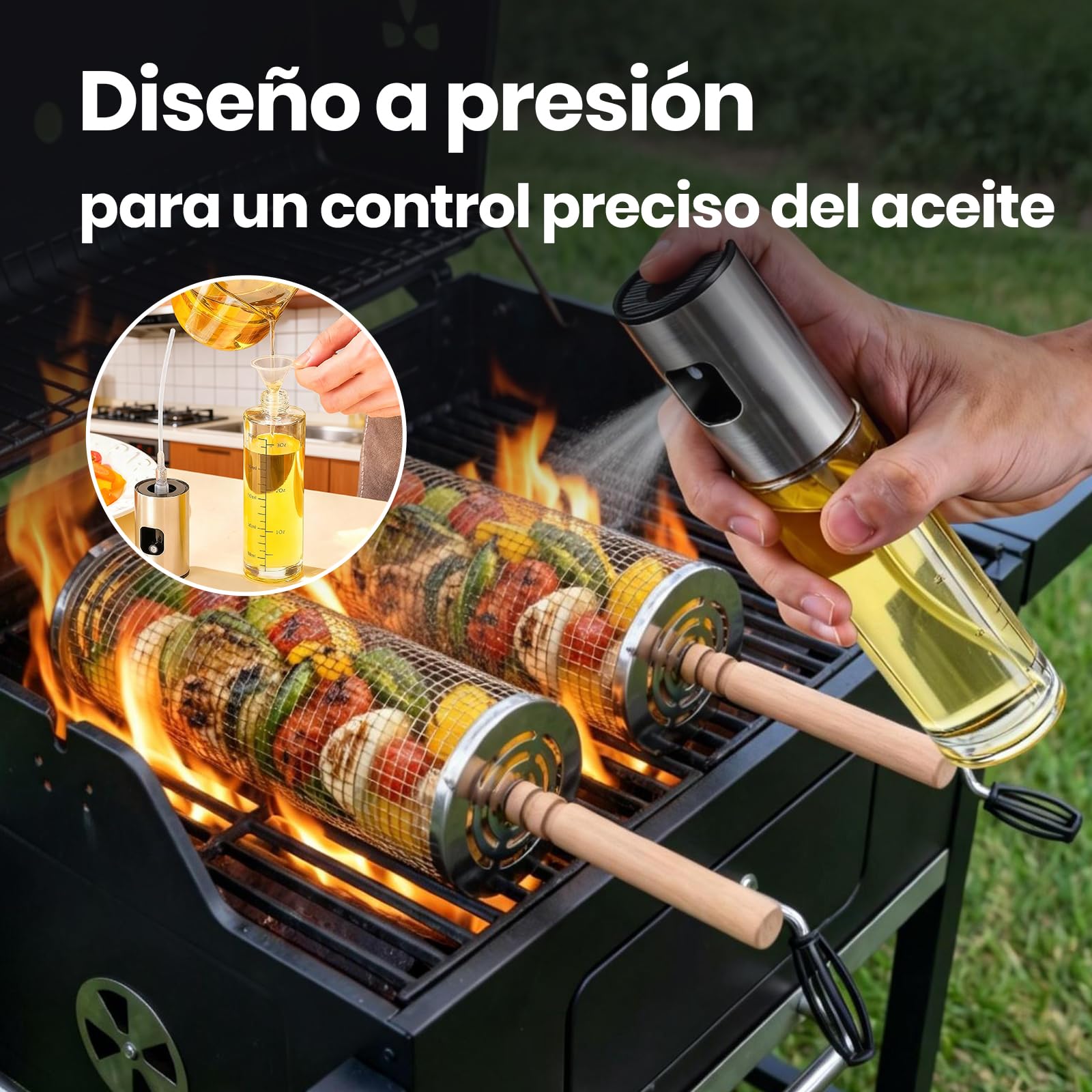 18 Piezas Set de Cesta de Parrilla Rodante, Acero Inoxidable 304, Set Completo de Accesorios para Barbacoa con Pinzas, Guantes, Cepillo de Limpieza, Bolsa & Más, Regalo para Hombre Papá