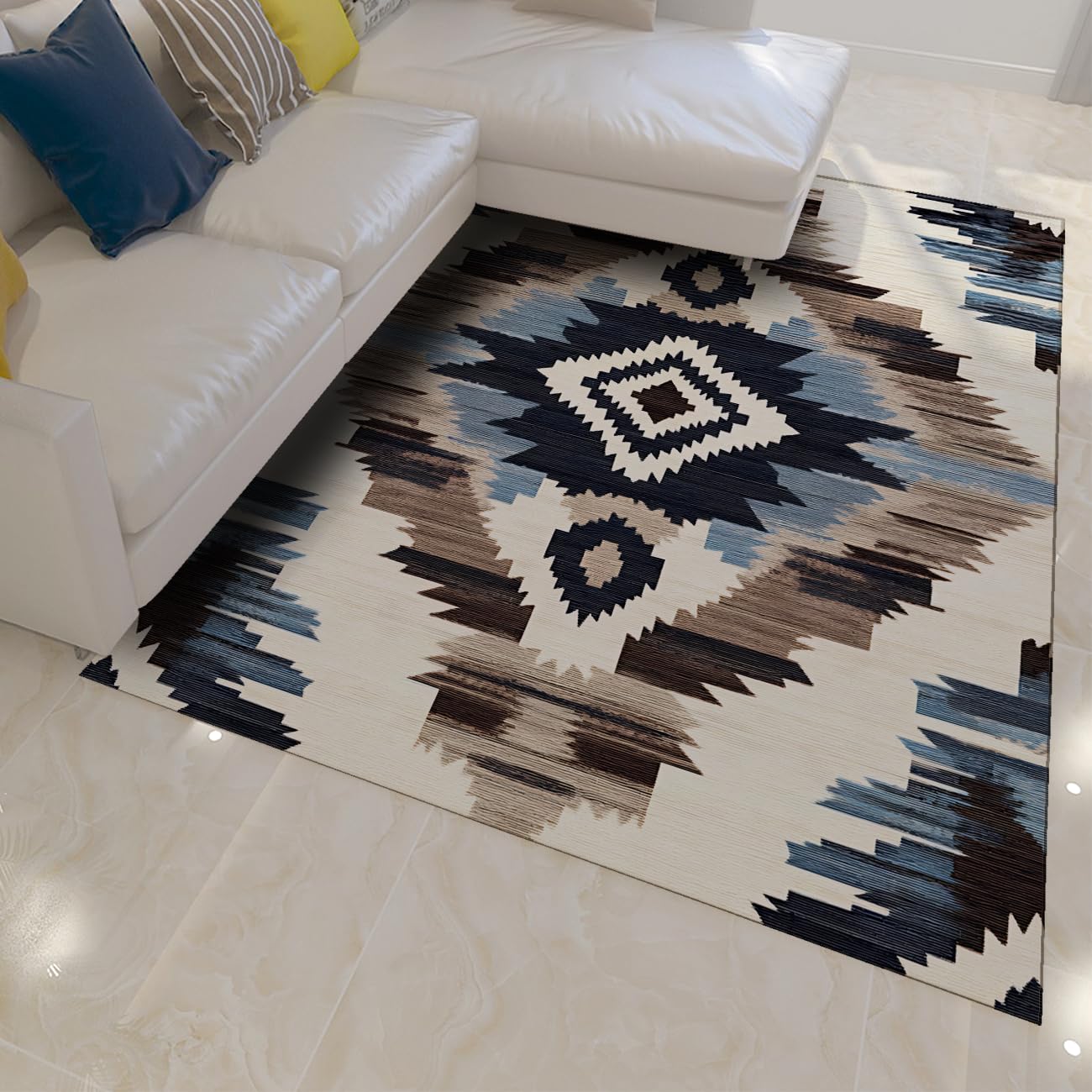 Tapis de salon géométrique aztèque résistant et facile à nettoyer 140x200