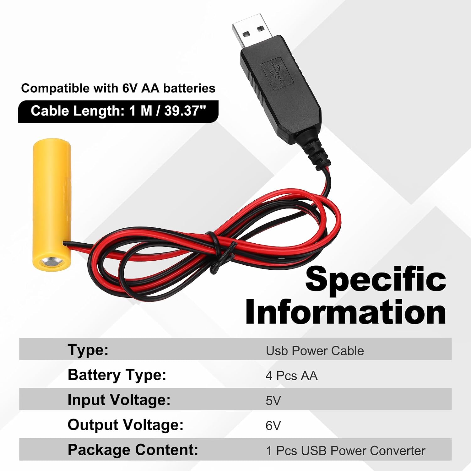 MECCANIXITY 4pcs Universal 5V USB Power Converter AAA Battery Replace 6V 2M image 2