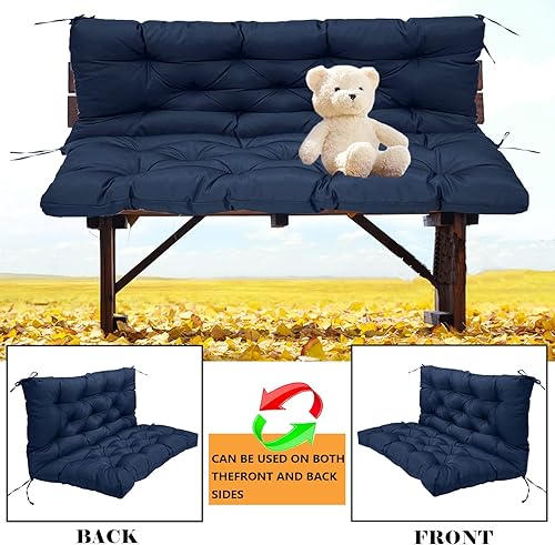 Miniatura 5 de bumuam Cojines de asiento de repuesto, cojines de columpio para exteriores, impermeables, para porche, 3 plazas, con respaldo, cojín de banco para