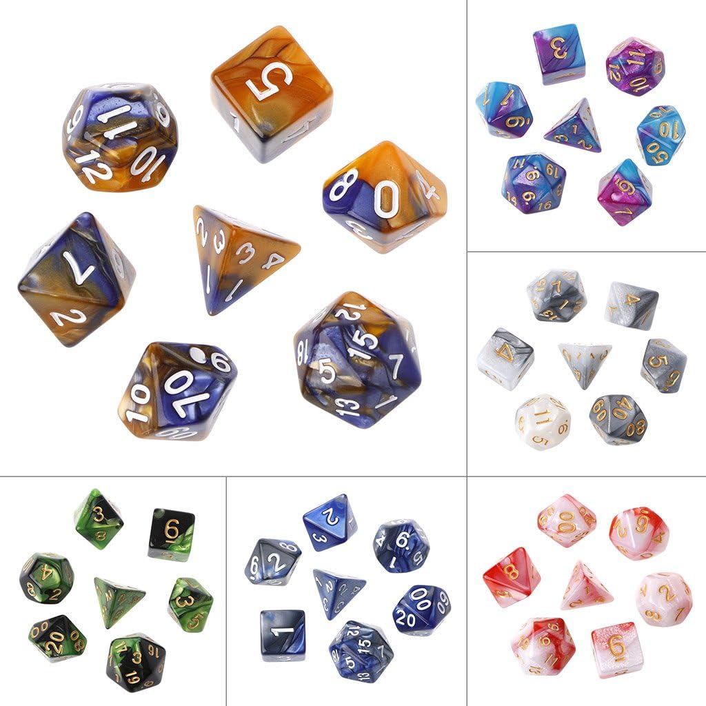 Flosky 7pcs/Set Acrylic Polyhedral Dice for TRPG Board Game Dungeons and Dragons D4-D20 (7)