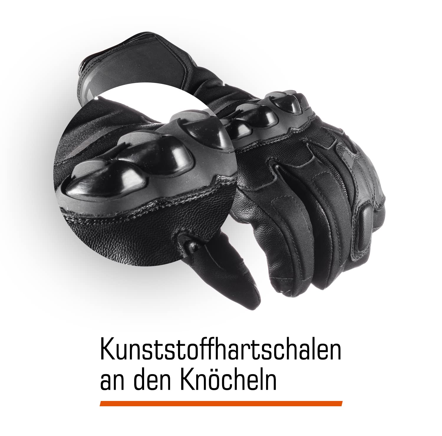 FLM Torque WP Leder/Textilhandschuh Lang - Wasserdicht & Winddicht - Knöchelschutz - Touchscreen-Funktion - Reflektoren