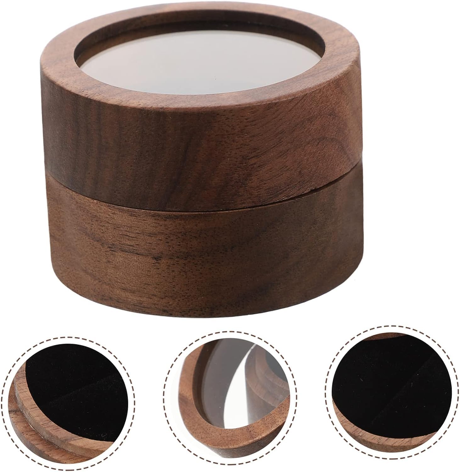 WZGWDC Fenster-Ring-Box, Ehering-Etui, Ring-Vitrine, Ehering-Organizer, Ringhalter, Zeremonie, einzigartige Schmuckschatulle, Holzkiste