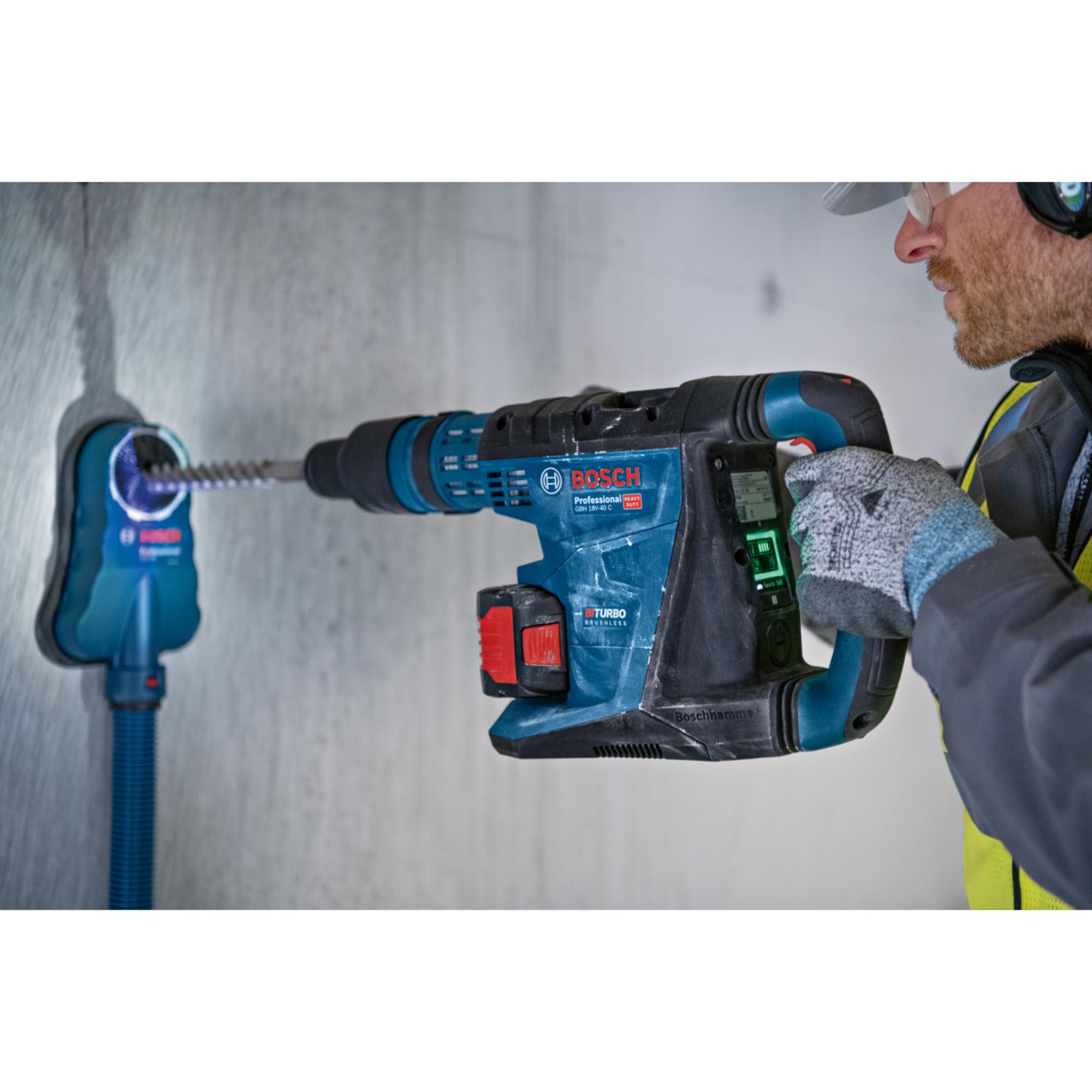 Bosch Professional 18V System perforateur sans-fil BITURBO GBH 18V-40 C (avec chiffon, tube de graisse, poignée auxiliaire, 1 coffret XL-BOXX)