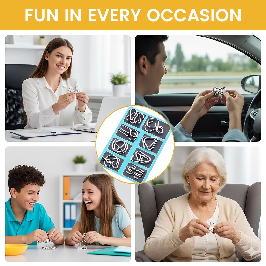 32 Pezzi Puzzle da Anelli In Metallo, Rompicapo Adulti Bambini, IQ Puzzle ad Anello, Giochi di Abilità per Adulti, Pensiero Rapido Giochi per Tutte le Età, Regali di Compleanno