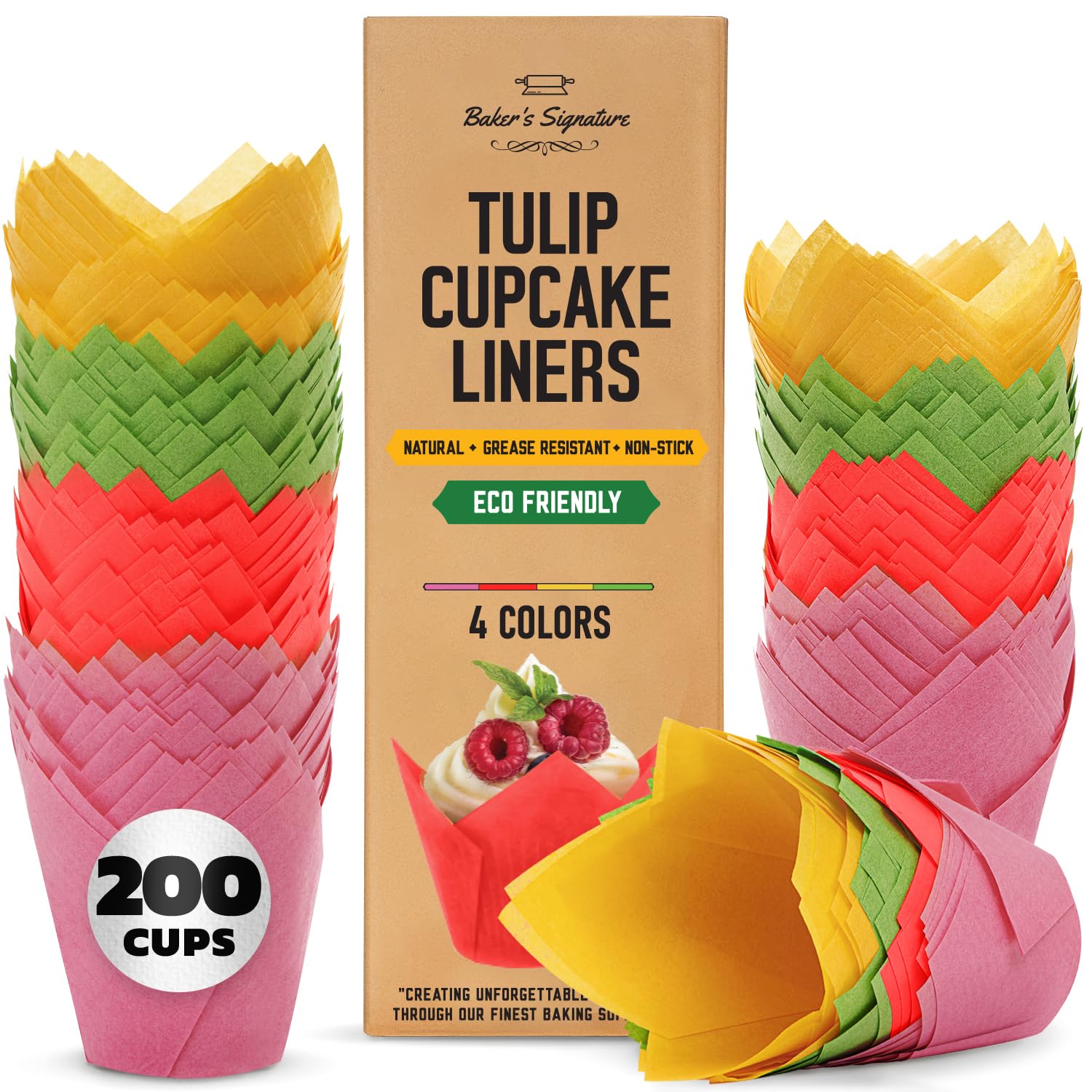 Tulip Cupcake Liners 200 Pcs, Parchment Paper Muffin Cups for Baking — Amazon image 7