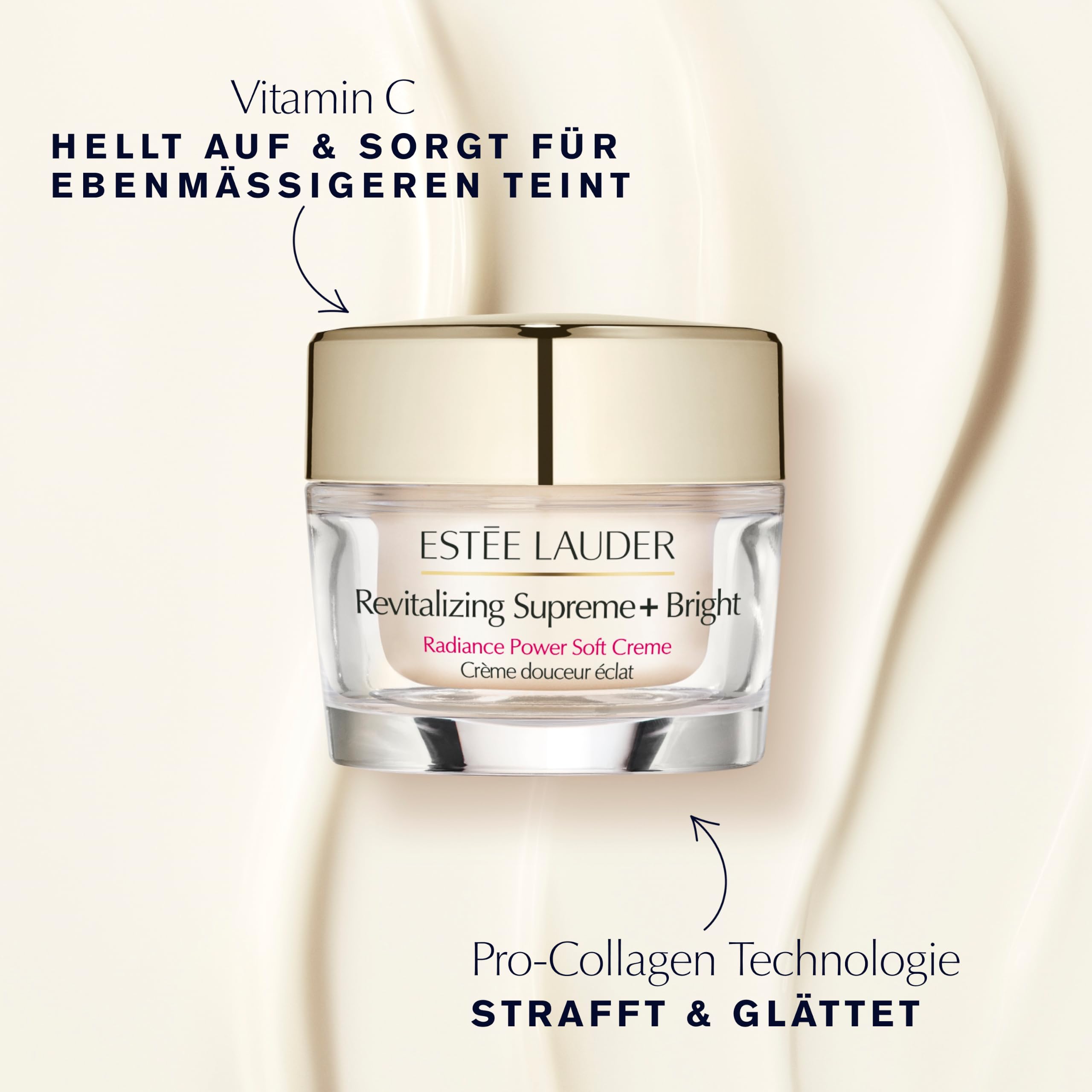 Estée Lauder Revitalising Supreme+ Bright Radiance Power Soft Cream | Creme gegen Pigmentflecken & fahle Haut | Spendet Feuchtigkeit & mildert Pigmentflecken & Falten | Mit Vitamin C, 50ml