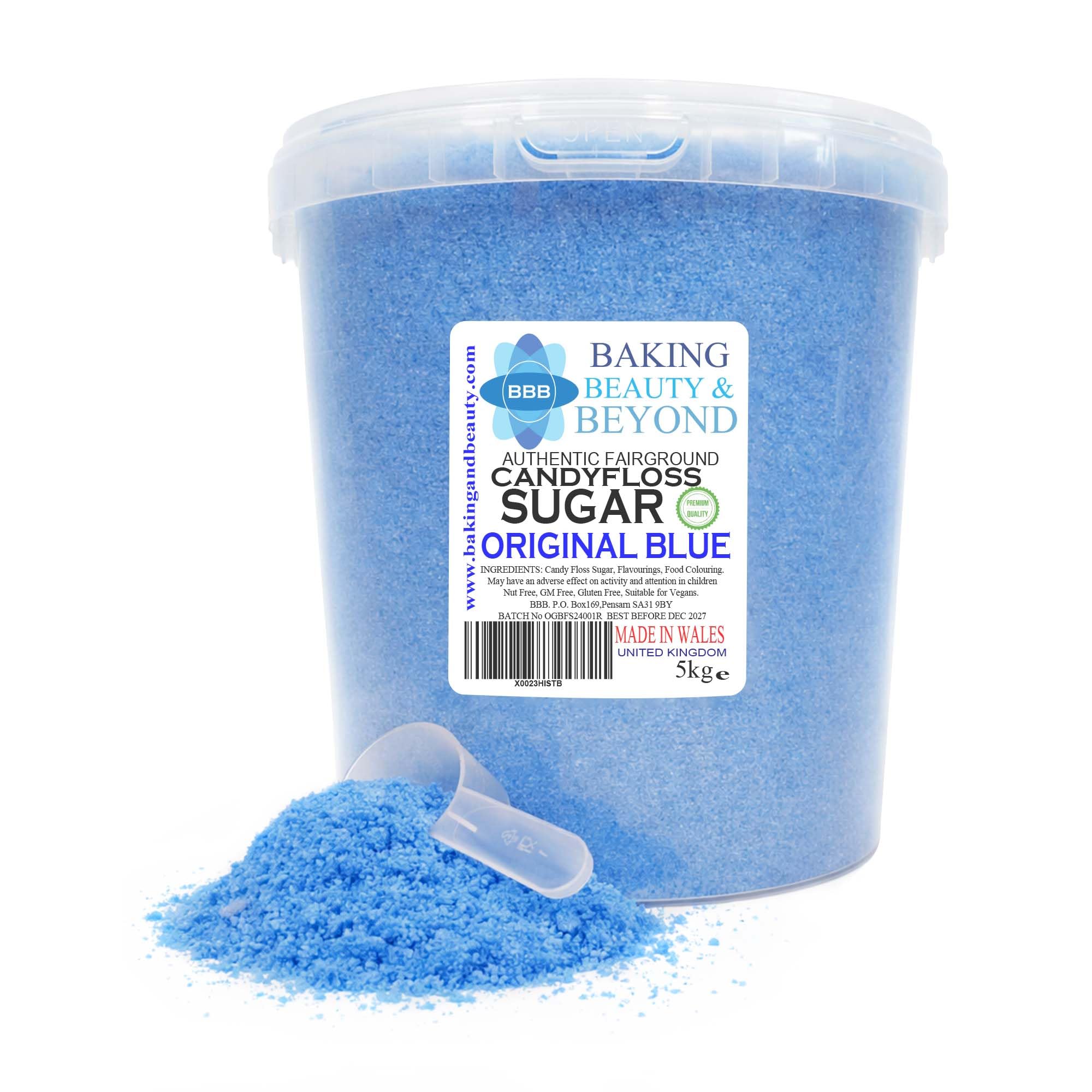 Baking Beauty and Beyond Premium Candy Floss Sugar 5kg - Original Blue Flavour