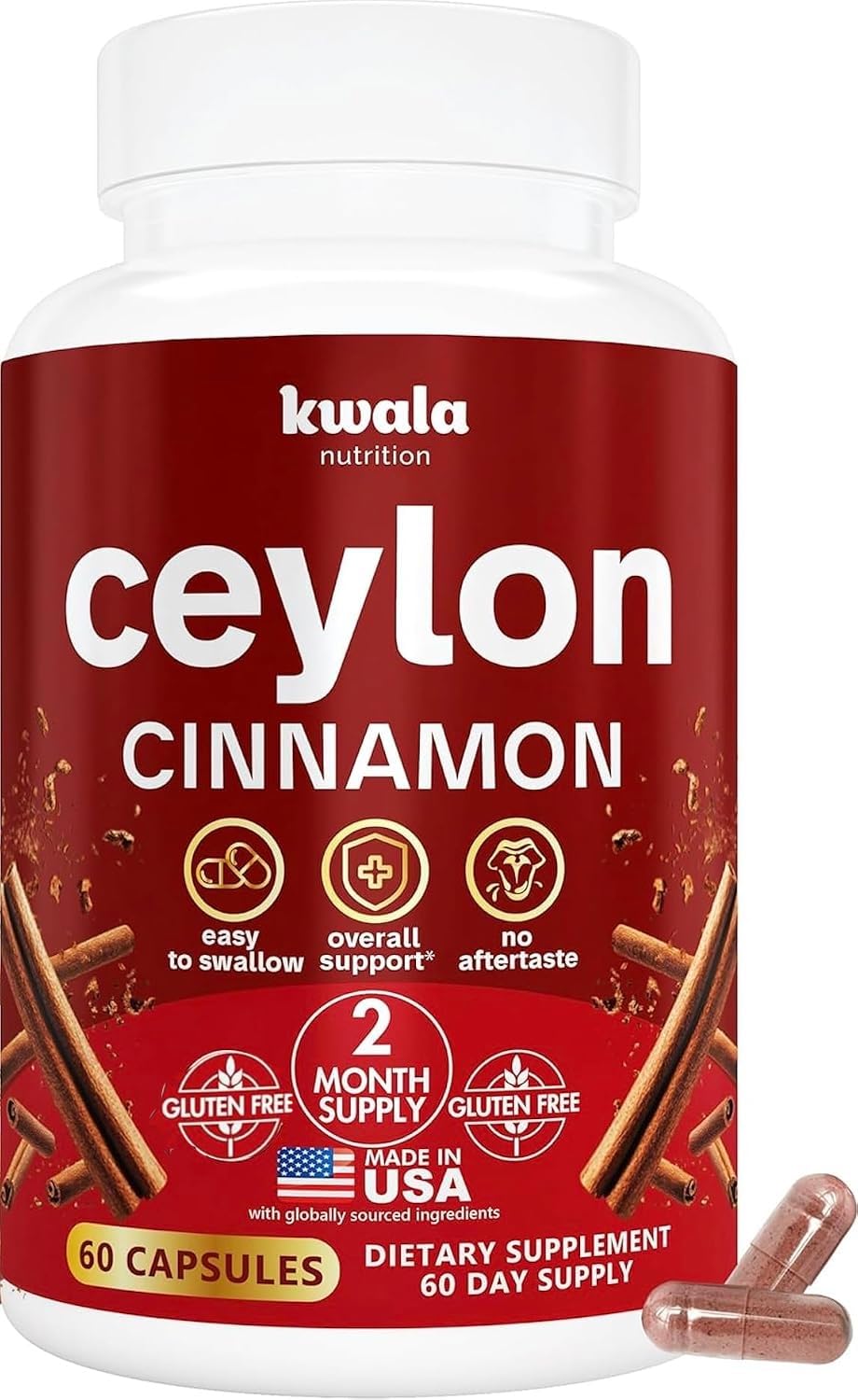 Kwala Nutrition Ceylon Cinnamon Supplement - 60 Capsules