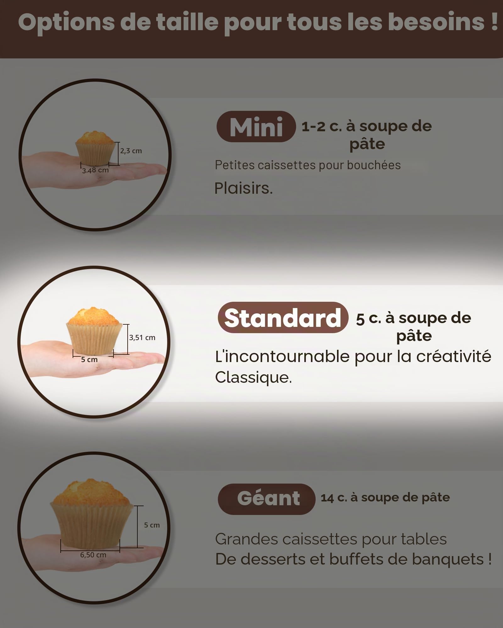 Caissette Muffins Papier 200 pièces Standard Naturel Moule Parchemin Résistant à la Graisse Non Blanchi