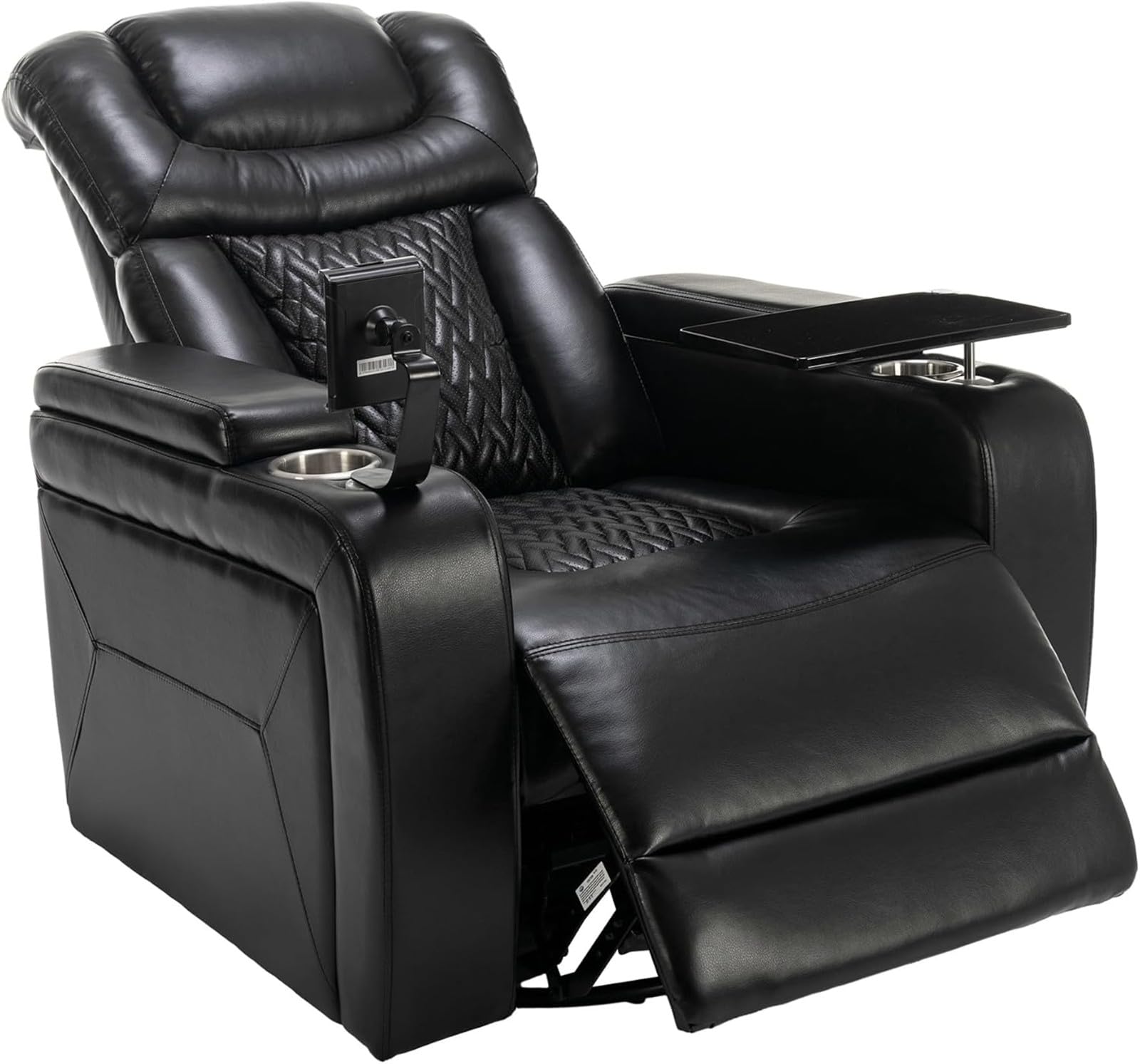 Power Swivel Glider Recliner, Faux Leather Lazyboy Recliner Chair with Cup  Holder, Black Multifunction Motorized Power Rocker Recliner Chair for Home - Main Image