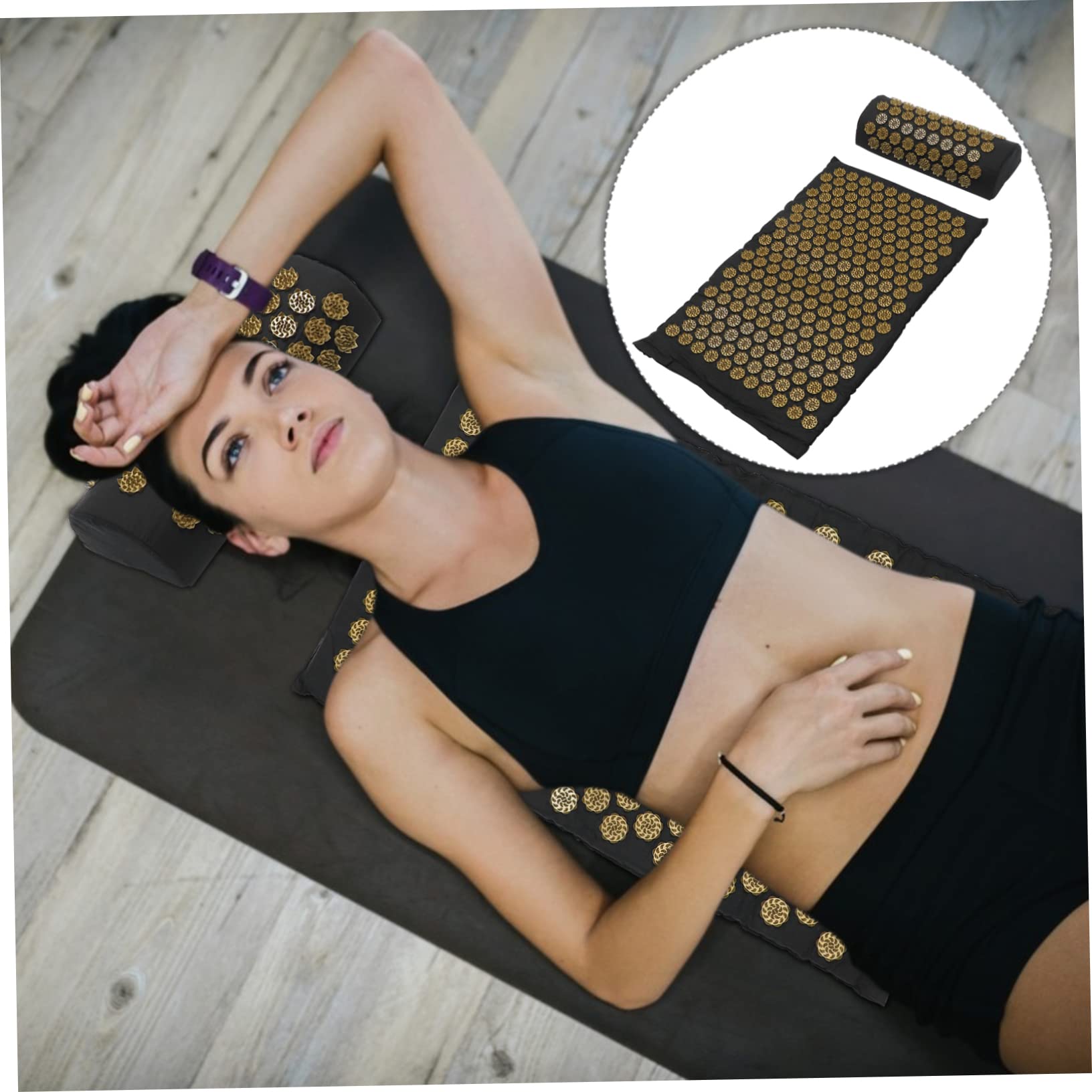 Gatuida Massagekissen und Massagematte für Entspannende Massage mit Tasche Waschbar 2 Stück Rutschfeste Yogamatte aus Baumwollstoff Zuhause