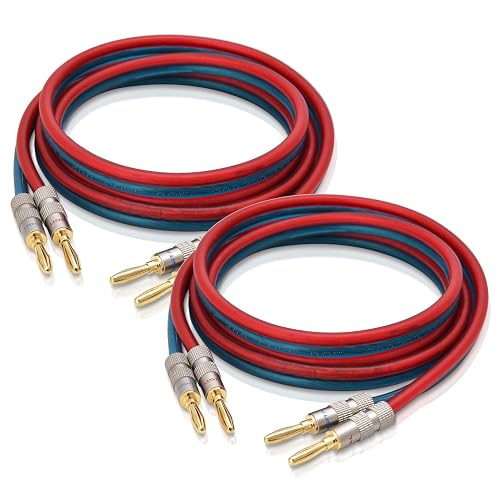 AutCreation Speaker Cable Wire with Banana Plugs 14 AWG HiFi Pure Copper Speaker Wire