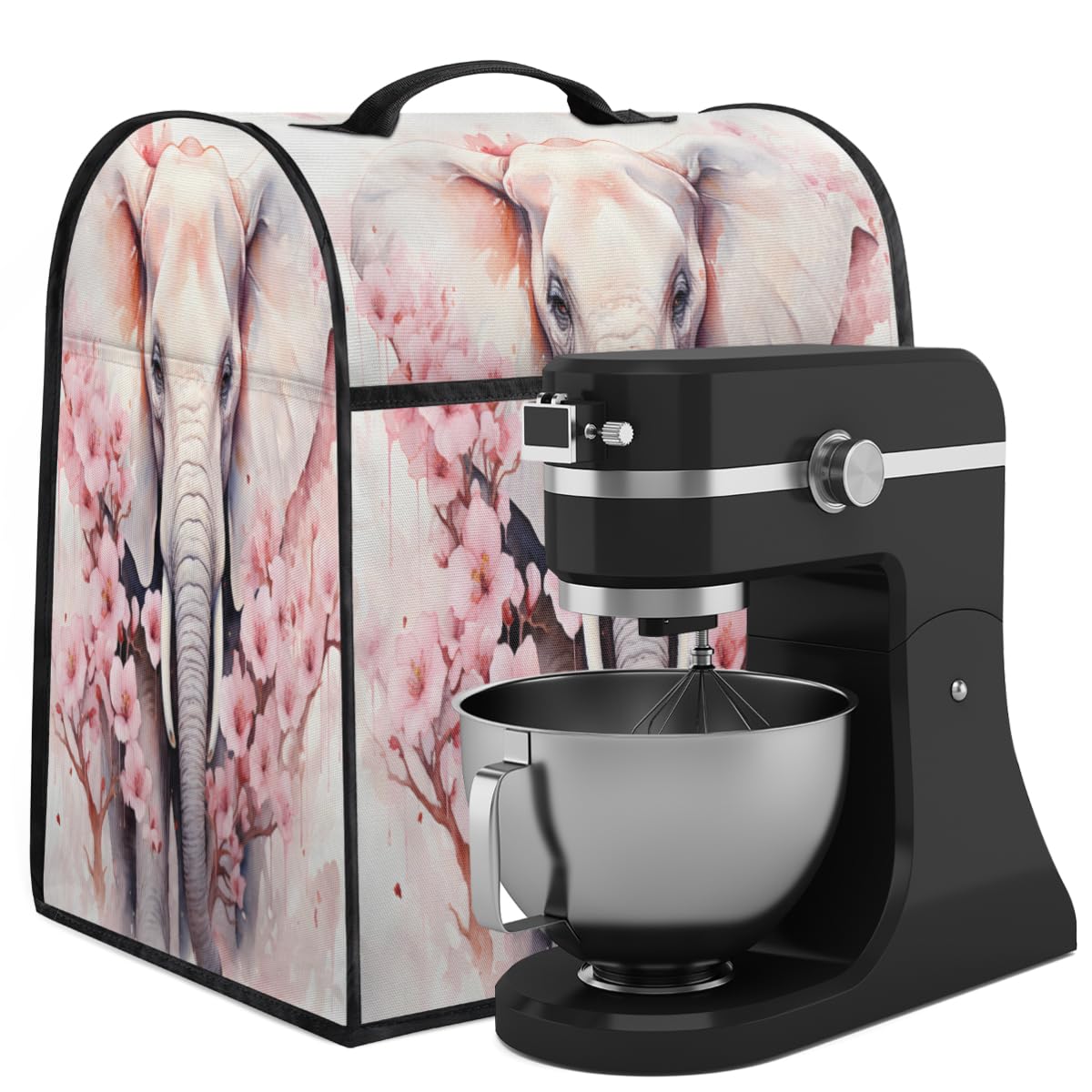 Coffee Maker Cover Flower Elephant Pattern Kitchen Appliance Covers Small Appliance Covers Blender Cover Juicer Cover Dust Covers for Kitchen Appliances with Top Handle and Pockets,Washable,C894